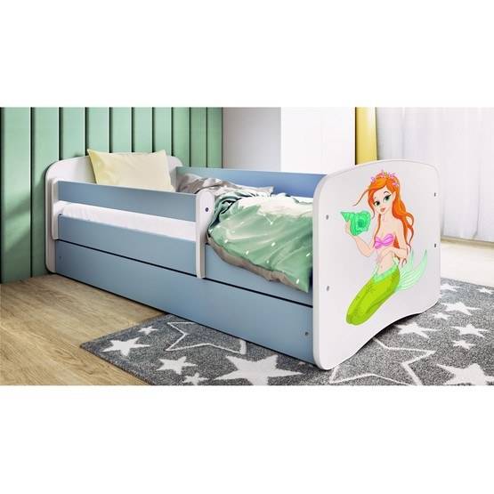 Kocot Kids Barnsäng - Babydreams Blå Med Madrass - Sjöjungfru 140x70 Cm