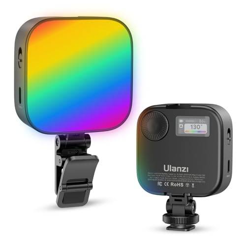 ULANZI U60 RGB LED-kameralampa 360° helfärg belysning, CRI 95+ 2500-9000K dimbar, 2 500 mAh uppladdningsbar, snabbfrigörande adapter och klämma (svart)
