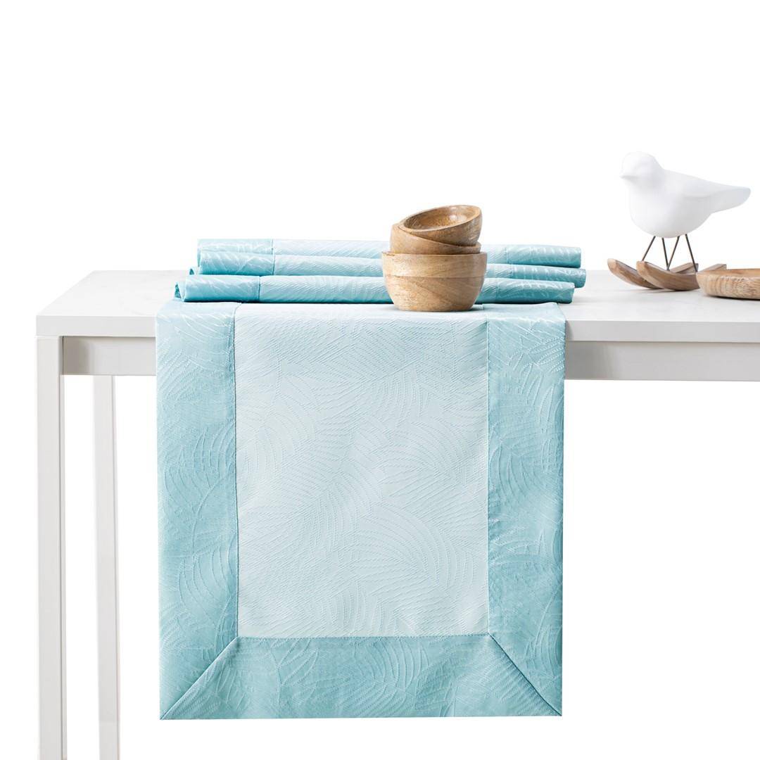 Bordløber AmeliaHome Gaia præget plantemotiv - blå 40×120 cm