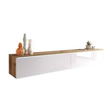 Concept 55 Cuguen TV-bänk 180 cm LED-belysning - Trä/Natur|Vit|Vit LED TV bänk & mediabänk Vit,Natur