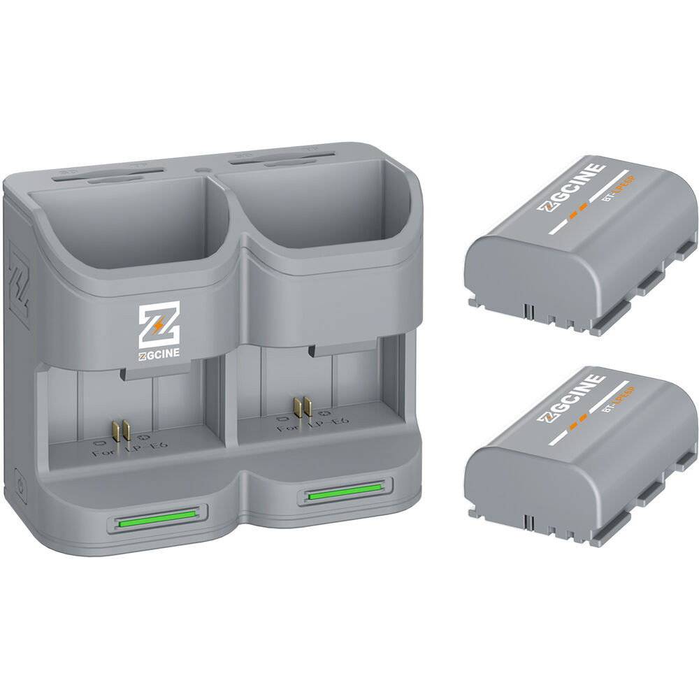 Dubbelladdare för Canon LP-E6 / E6N / E6NH / E6P Kit med 2 LP-E6P batterier