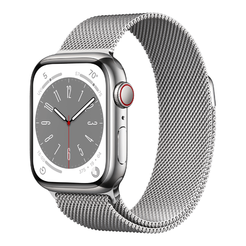 Apple Watch Series 8 (2022) GPS+Cellular - Rostfritt stål / Milanese Loop 41 mm / Helt ny / Silver