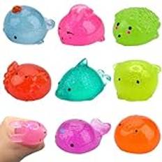 Kawaii djursquishies, 8 stycken squishy kawaii set, jumbo djur squeeze leksaker, mochi squishy leksaker, glitter antistressbollar, sensoriska presenter för vuxna barn