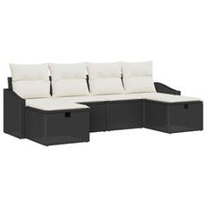 vidaXL 6-delt have sofa sæt med puder sort poly rattan