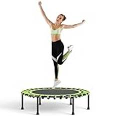 Fellie Rebounder Studsmatta för vuxna 102 cm minitrampolin inomhus utomhus fitness studsmattor liten bungee-studsmatta för träning, grön