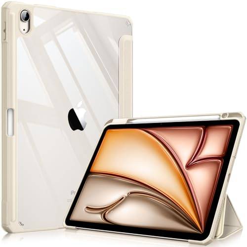 Fintie Hybridfodral för iPad Air 11 tum M4/M3/M2 (2026/2025/2024), iPad Air 5./4. Gen (2022/2020) 10,9 tum, med pennhållare, stötsäkert skyddsfodral med transparent hårt skal, starlight