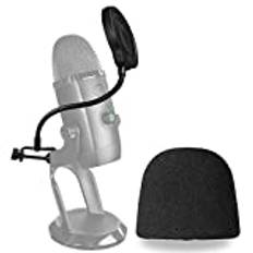 YOUSHARES Blue Yeti X popfilter med mikrofonskyddsskum – 10 cm 3 lager mikrofon vind-popskärm mask skydd och mikrofonskum vindruta för Blue Yeti X USB-mikrofon för att förbättra ljudkvaliteten