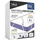 Twillie - Madrassskydd 80 x 190 vattentätt med 4 elastiska band - Oeko Tex®-certifierad - ultratunn, ultrastark, ultramjuk - 100% jersey lakan - andningsbart och absorberande, tillverkat i Europa
