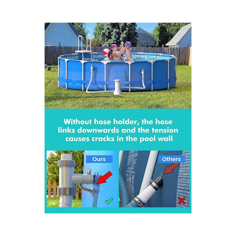 Pool Hose Adapter, Swimming Pool Replacement Parts Pool Hose Bracket and Plunger Valve for Above Ground Swimming Pool