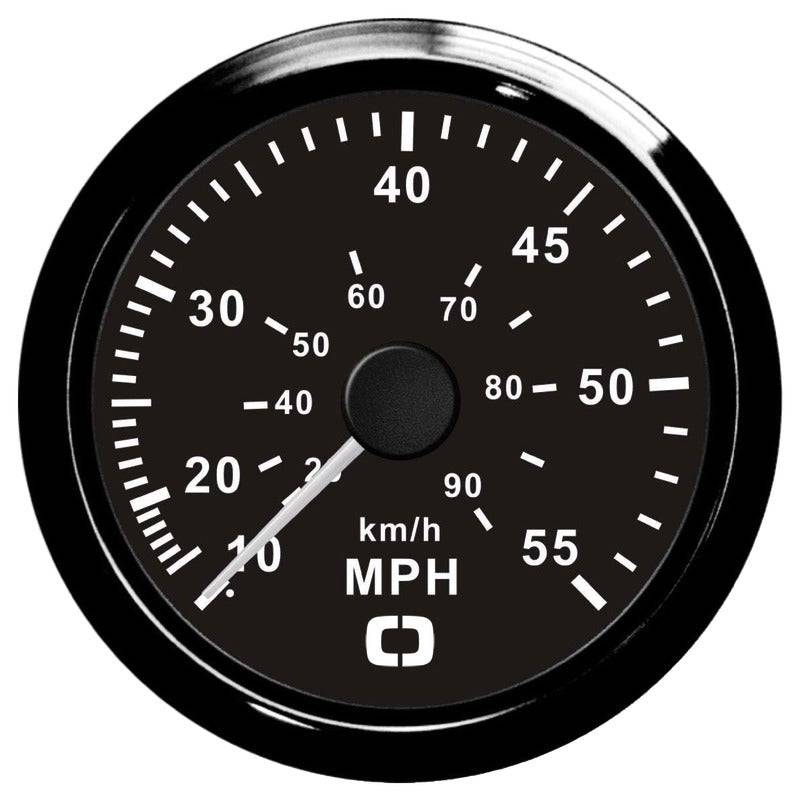 Pitot-speedometer 0-55 MPH, sort skive/sort frontring