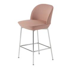 Muuto - Oslo Counter Stool 65 cm Twill Weave 530 / Chrome - Barstolar - Anderssen & Voll - Rosa - Metall/Textilmaterial/Skum