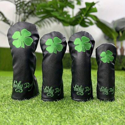 Golfklubbhuvudskydd med Lucky Clover: Vattentätt skyddsskydd för golfklubbor, ger dig bästa möjliga skydd för din klubba - Svart (Förare,Fairway,Hybrid)