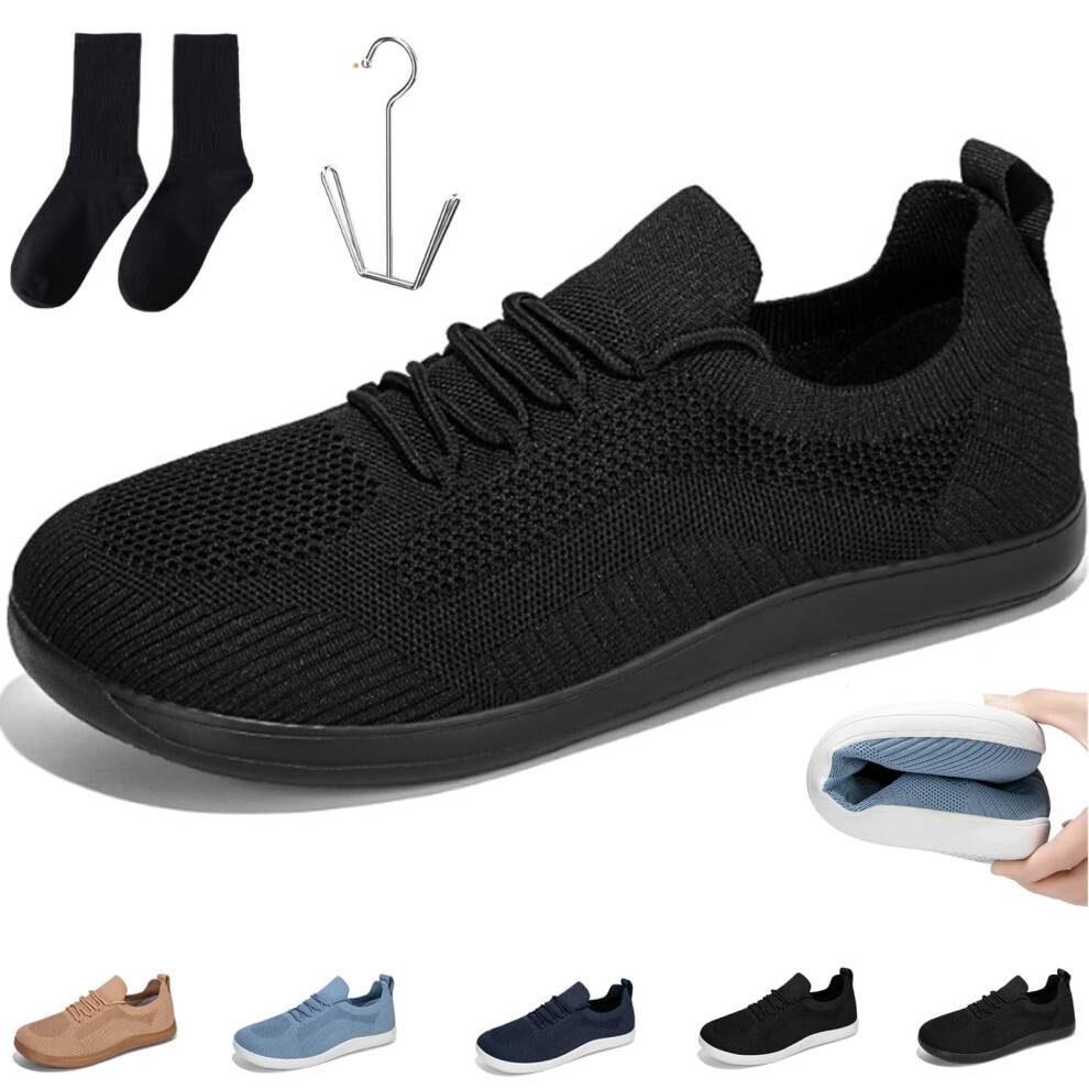 Willtoo Glyde Essence sko til kvinder og mænd – 2026 Opgraderede, lette, brede, skridsikre, åndbare casual sneakers med indersål, sort