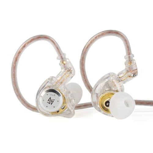 Yinyoo KZ EDX PRO Hörlurar med 1DD, Wired in Ear Hörlurar HiFi Deep Bass Sound med 1DD Nytt 10mm Dynamiskt Driver Over Ear Headset (vit, ingen mikrofon)