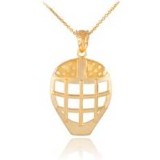 Men's Hockey Mask Pendant Necklace in 9ct Gold - gold