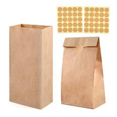 ihaspoko 40 stycken små bruna papperspåsar, 18 × 9 × 5,5 cm kraftpapperspåsar för presenter, med klistermärken för bröllop, födelsedagar, fester