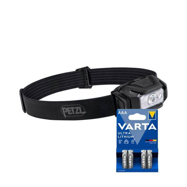 Pannlampa PETZL Aria 1 RGB - 350 lm / 3 x AAA, Petzl Aria 1 RGB + 4 st Varta Ultra Lithium AAA-batterier