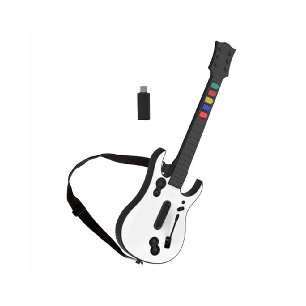 2.4G Wireless Game Guitar Controller for PC PS3 Compatible with Clone Hero Rock Band Games Remote Joystick Console White
