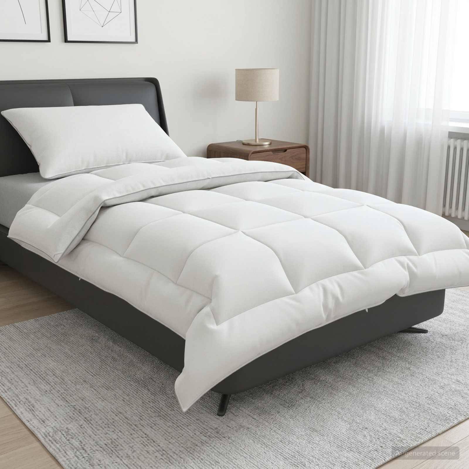 vidaXL Täcke och kudde set 2 st 152x203 cm Vinter 450 GSM Ull Vit