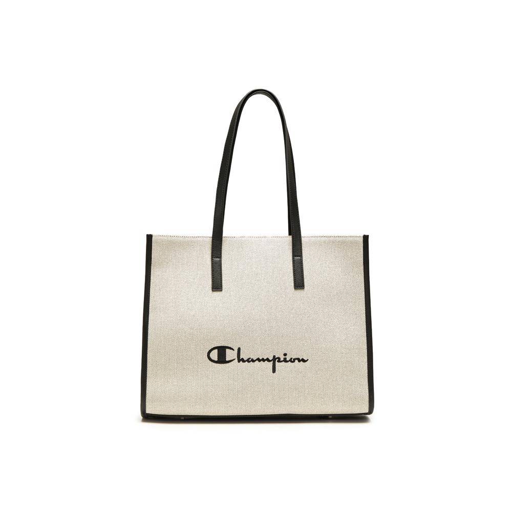 Champion Rectangle Tote Bag L Ss26 Fashion Versatile Trendy Daily Commuting Fabric Splicing Artificial Leather Shoulder Bag Regular U6AACPU83 White & Black