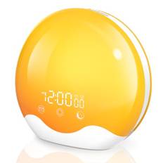 Laliled Lichtwecker,Tageslichtwecker Doppelalarme,Sunrise Licht Wecker mit Sonnenaufgang Sonnenuntergang Simulation,Wake Up Light Wecker Licht mit 5 Alarmton FM Snooze,Nachttischlampe für Kinder
