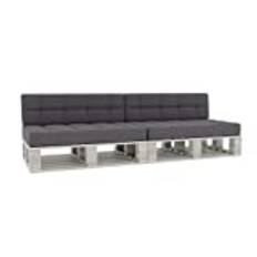 GuteKudde® Pallkudde quiltad kudde med knappar, pallkuddar sittdyna ryggstöd quiltad PFG 2 x set (sittdyna 120 x 80 ryggstöd 120 x 40), mörkgrå