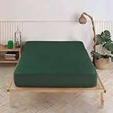 Vency Premium jersey resårlakan bäddmadrass 180 x 200 cm mörkgrön – dra-på-lakan 100 % bomull, lakan 180 x 200 till 15 cm madrasshöjd mörkgrön