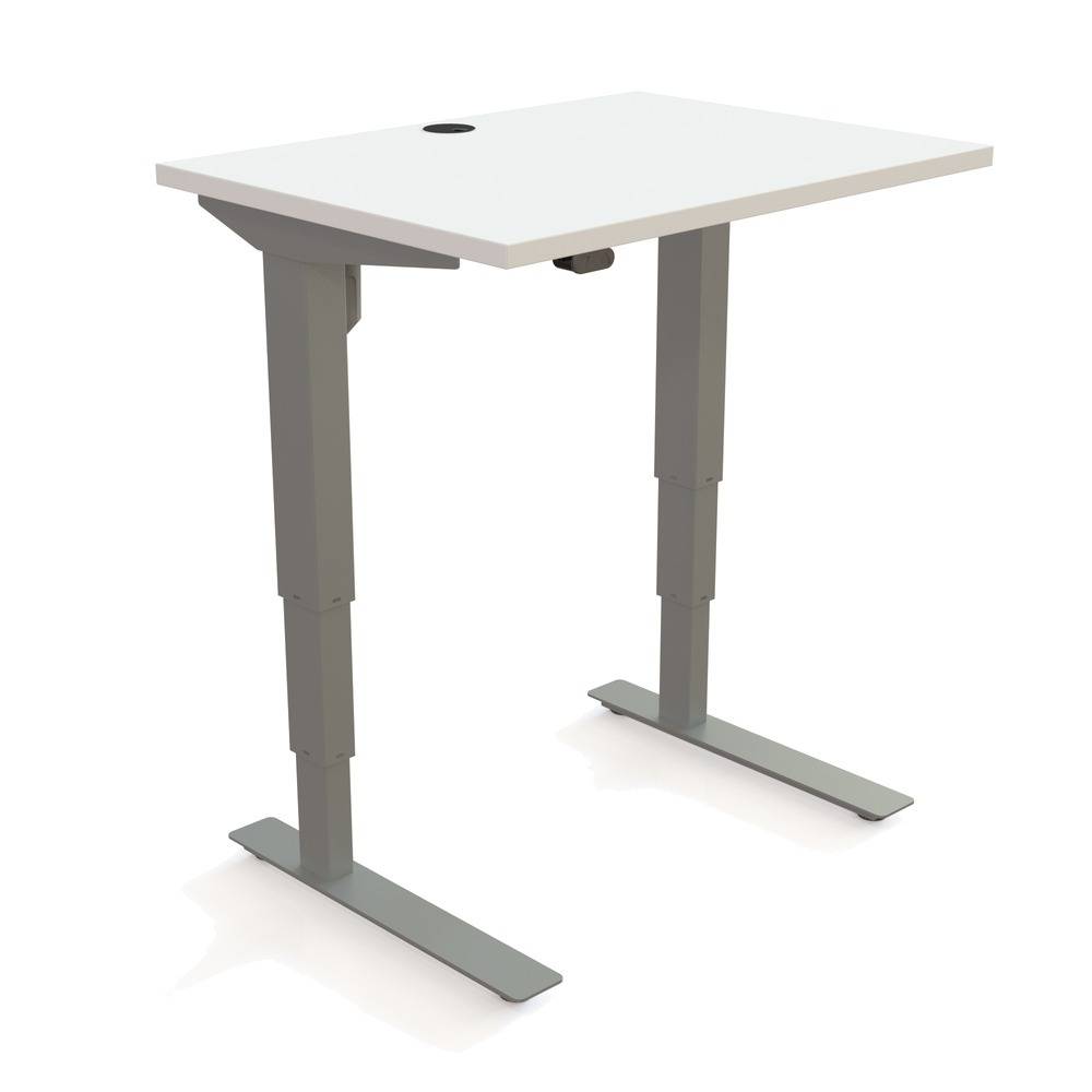 ConSet 501-37 Hæve-/sænkebord, 80x60 cm, hvid med sølv stel.