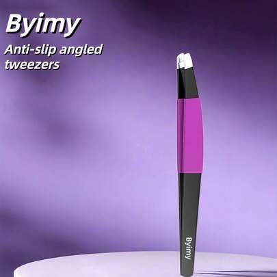 Byimy Brand Silikon Anti-Slip Pincetter, Rostfritt Stål Hårborttagningspincett, Ögonbrynspincett, Ögonfransförlängningspincetter, Sminkverktyg - Violet