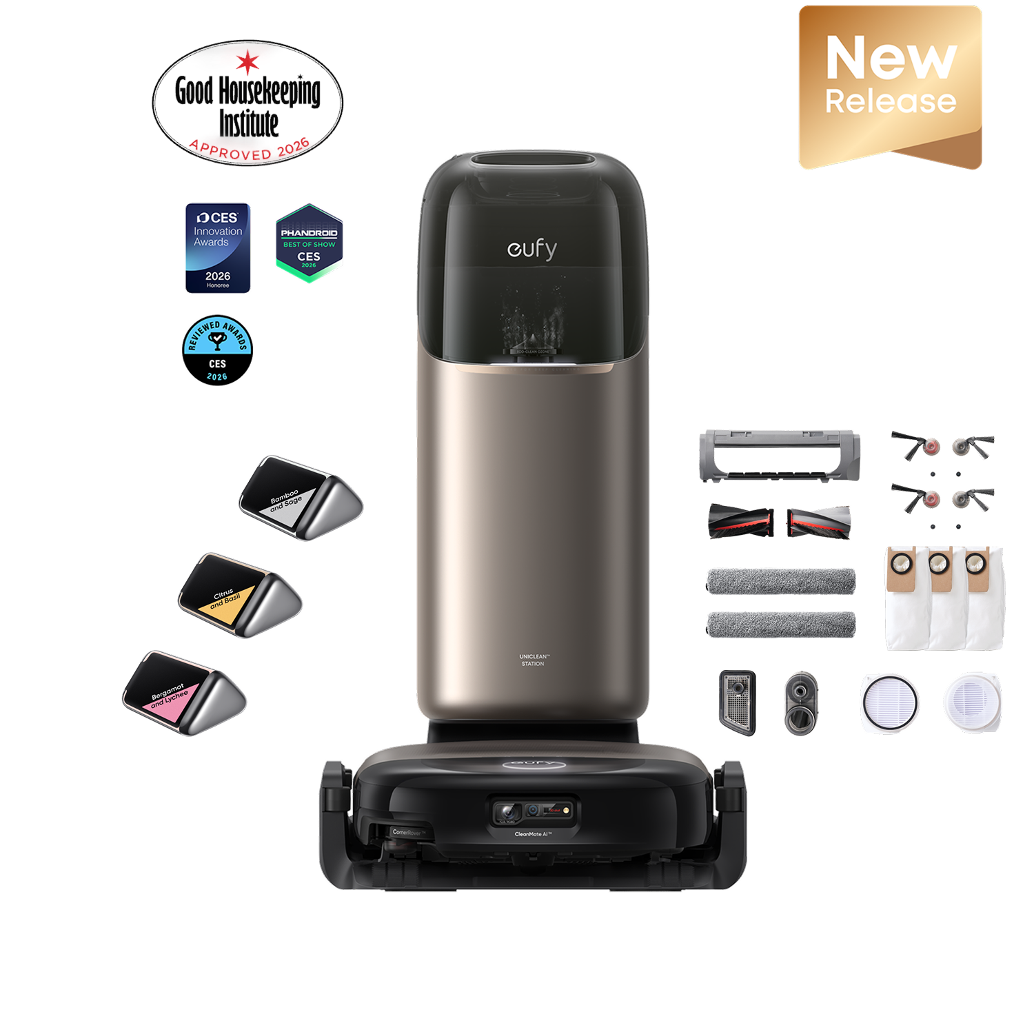 eufy Robot Vacuum Ommi S2 + Replacement Accessory Kit and Fragrance