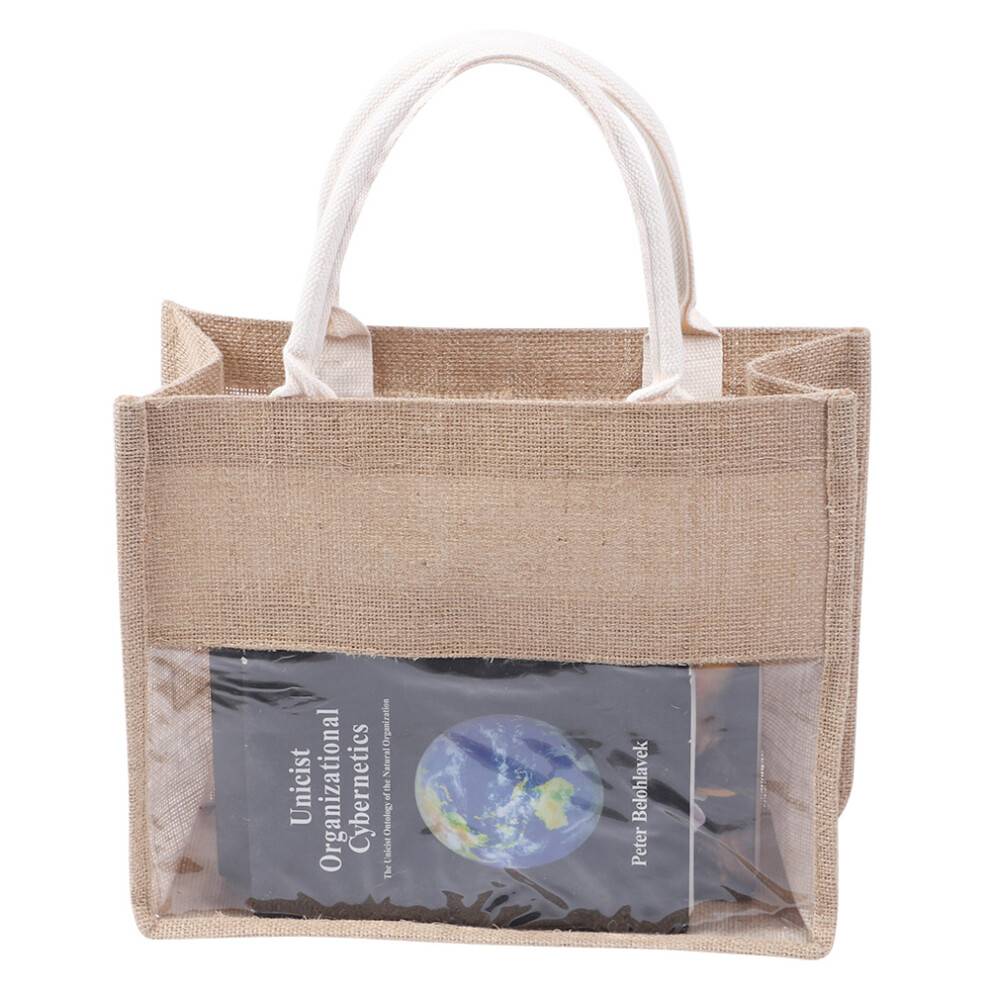 Retro design jute stof tote, personlig taske åndbart stof til shopping og rejser (transparent)