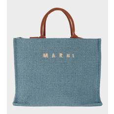 Large Raffia Tote Bag Blue/Brown