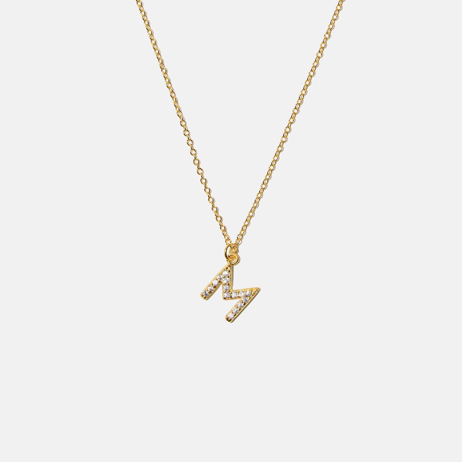 Guldpläterat halsband bokstav M - 42+3 cm