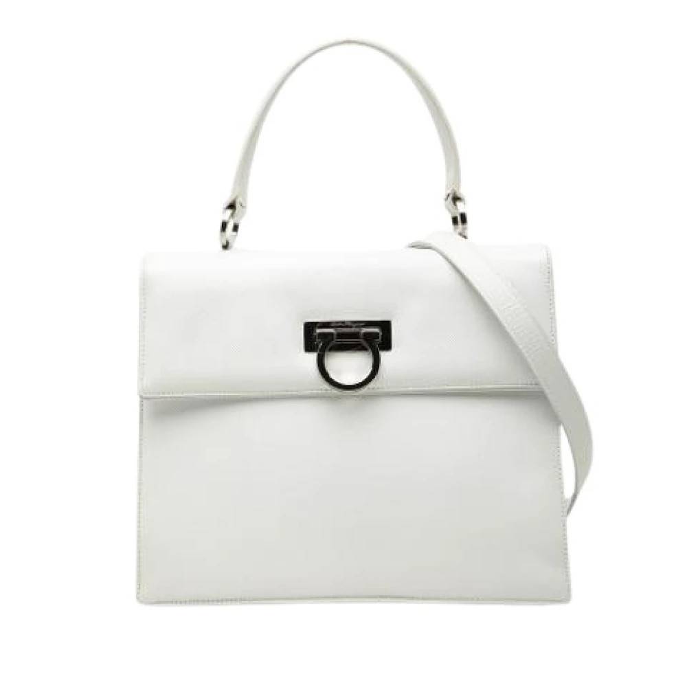 Salvatore Ferragamo Pre-owned Pre-owned Satchel - Vintage - Dame - Hvid - ONE SIZE - Uld