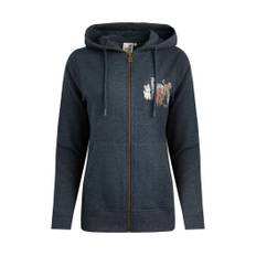 Weird Fish Franchises Dog Print Eco Graphic Full Zip Hoodie Navy Size 18