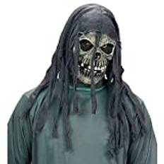 Widmann 82771 82771 mask skelett, med huva, latex, karneval, temafest, halloween, död, ansikte, karneval, gummi, män, flerfärgad, en storlek vuxna