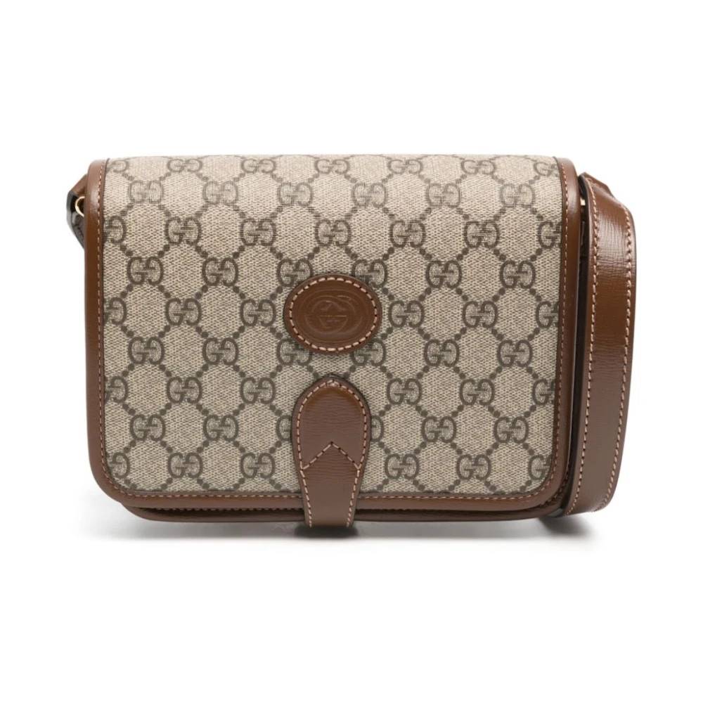 Gucci Mini skuldertaske med Interlocking G - Tasker - Herre - Brun - ONE SIZE - Uld