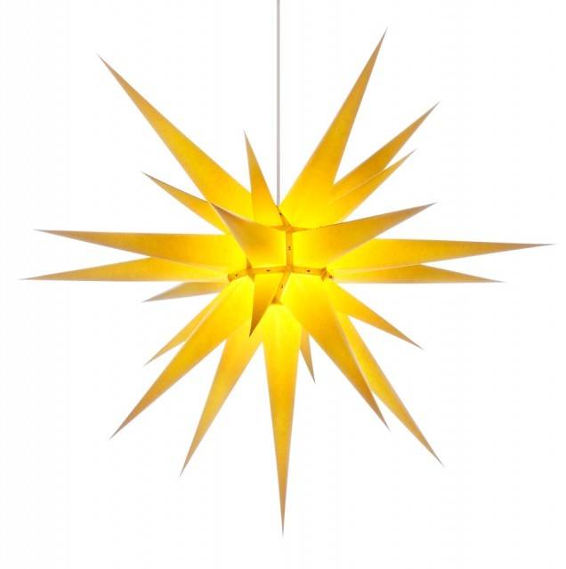 Adventsstjerne, papir, 80 cm, usamlet, gul