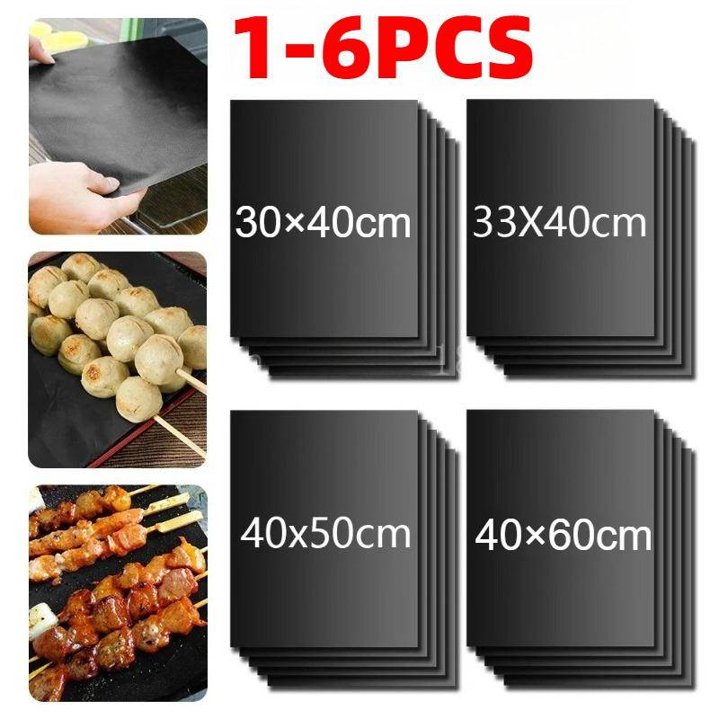 6 st Grillmatta för BBQ Non-stick Matta Värmetålig Grillmatta Utomhus Bakning Återanvändbar Grillfest Matta 40x60cm 40x50cm 33x40cm 30x40cm