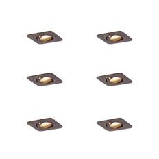 Sæt med 6 afrundede indbygningsspots mørk bronze GU10 50mm IP44 - Alberto