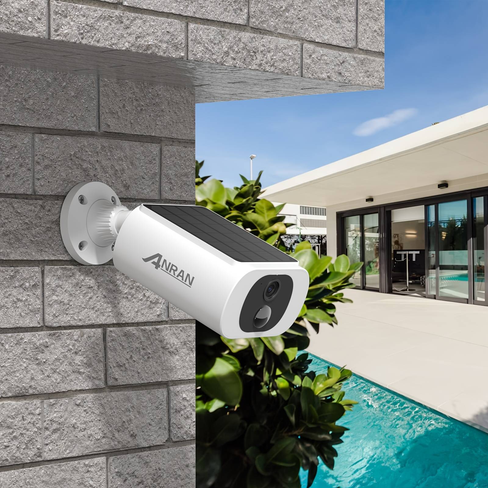 Solar Outdoor Security Camera By Anran - Motion Detection Alarm Siren To Intruders, Wireless With Solar Panel, 2-way Talk, 2.4ghz Wifi, Color Night Vision Ip65