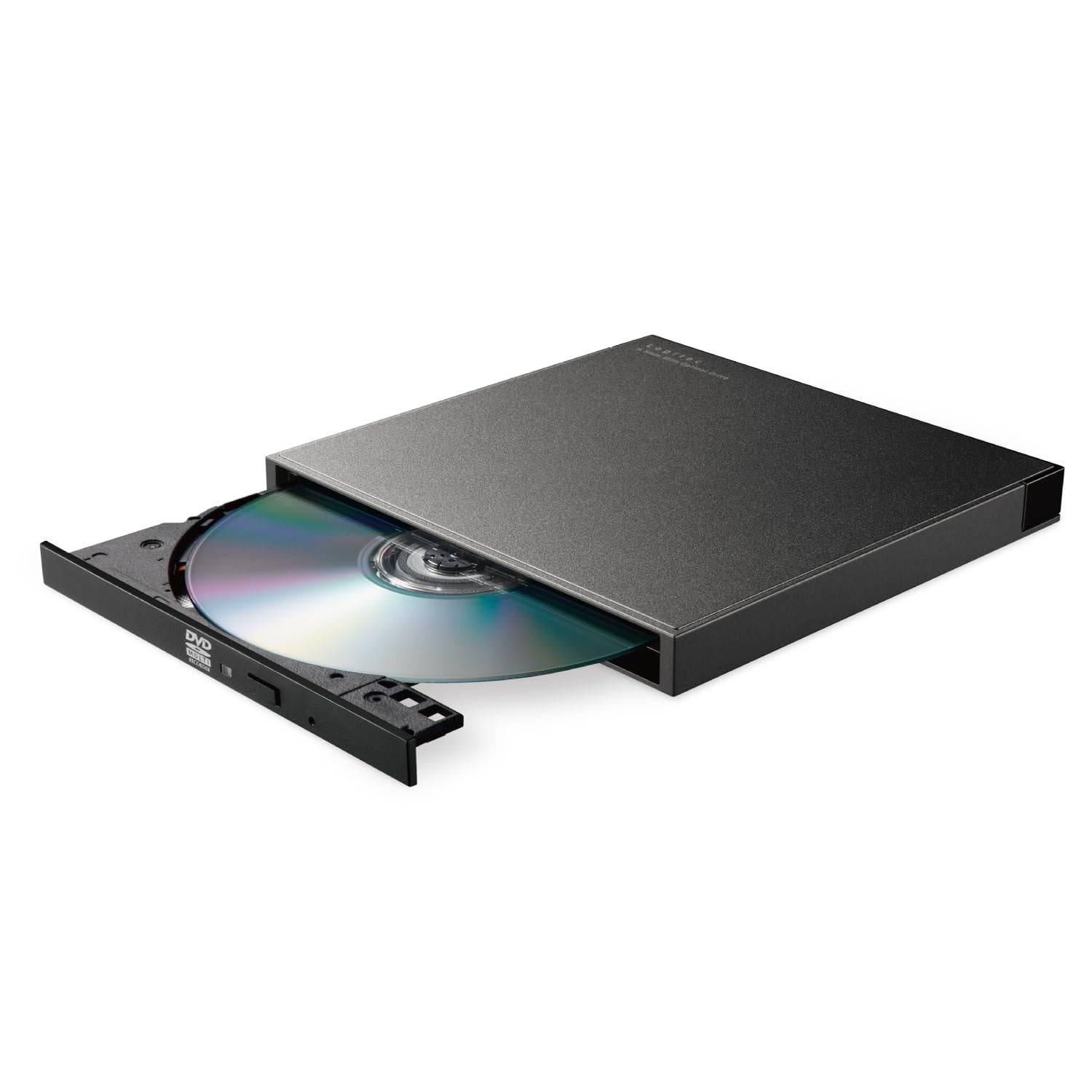 Logitec Portable DVD Drive, USB Type-C, for Video Playback, Data Burning, and Editing, Black, LDR-PXA8CU2VBK
