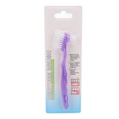 False Teeth Cleaning Brush Elderly Portable Plaque Dirt Removal Denture Brush Gift for Home Travel violett