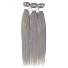 Buntar Straight Bundles with Frontal 13x4 Silver Colored Hair 3 Bundles With Closure Brazilian Remy Human Hair Extensions Hårinslag(16inches)