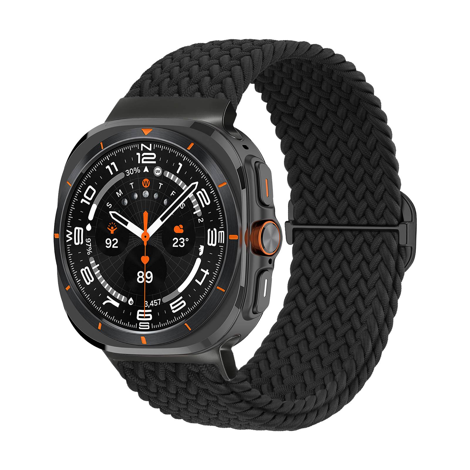 Flätat Elastiskt Nylonarmband Samsung Galaxy Watch Ultra 2 (2026) Svart