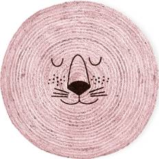 Rice - Jute Floor Mate With Lion Face - Soft Pink