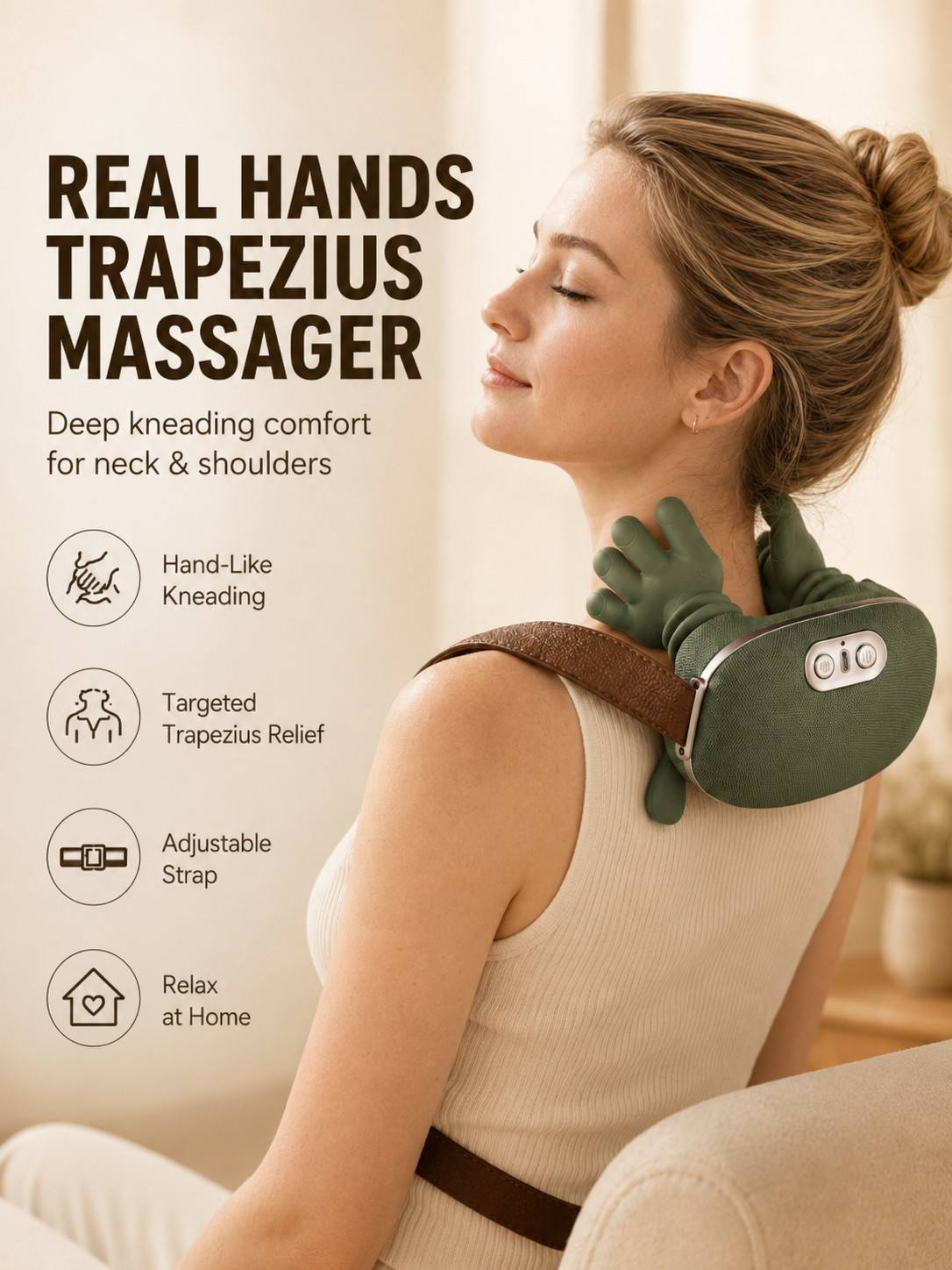 N7 Bionic Neck Shoulder Massager, 3-Level Human Hand Kneading Shawl for Cervical Trapezius Waist Leg Body Muscle Care