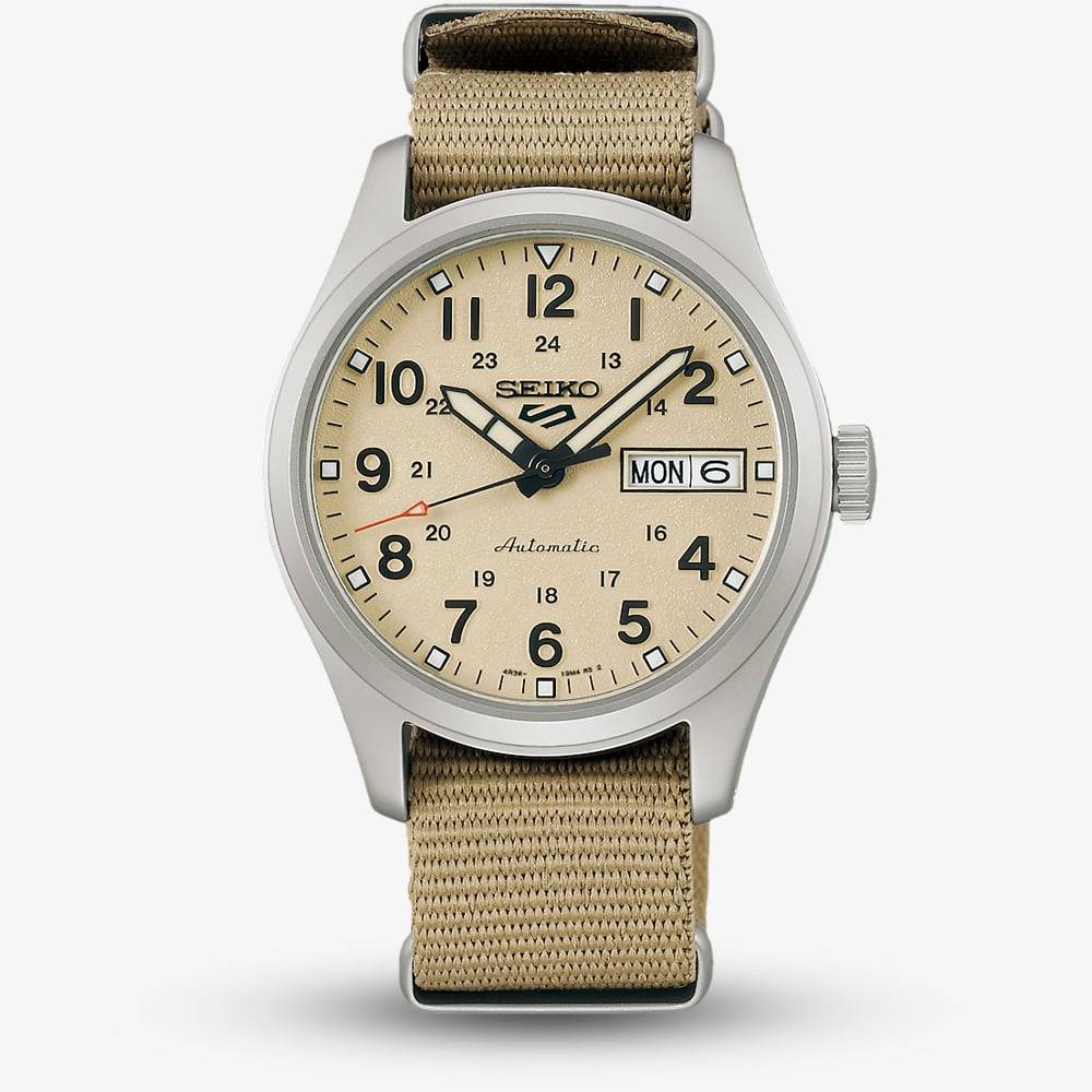 Seiko Mens Desert Kit Beige Midfield Sports Style fabric Strap Watch SRPJ83K1 - Brown