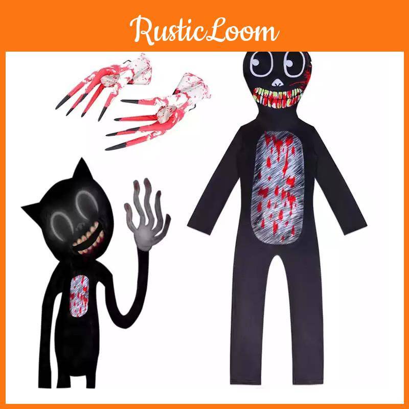 Superbekväm Siren Head Barn Svart Katt Jumpsuit Cosplay Kostym cm black