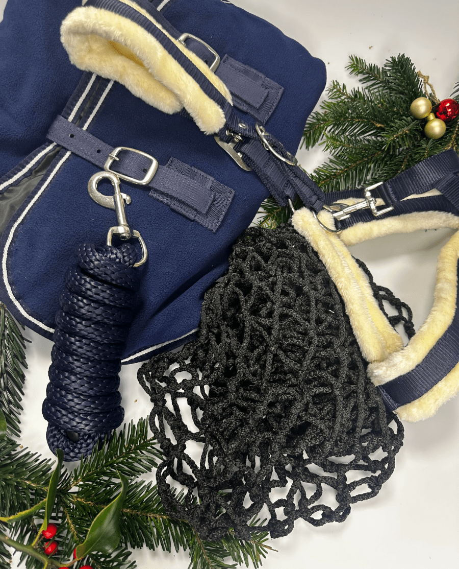 Cavalli Fleecedækken + Grime + Træktov + Cavalli Hønet - Navy - Pony / 125